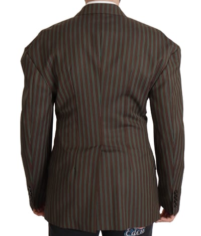 Dubbelzijdige Blazer met Bruine Groene Strepen