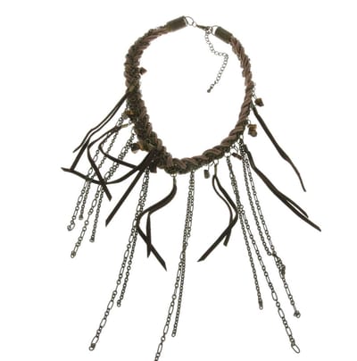 Behave - Gevlochten Statement Ketting - Suède & Natuursteen - Dames