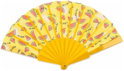 Spaanse hand waaier - Meloenen print - 23 cm - kunststof - Fruit thema