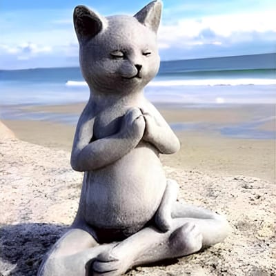 Meditatie Kat Beeldhouwwerk - Tuindecoratie - Yoga Stijl