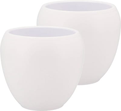 DK Design Bloempot/plantenpot - 2x - Vinci - wit mat - voor kamerplant - D15 x H17 cm