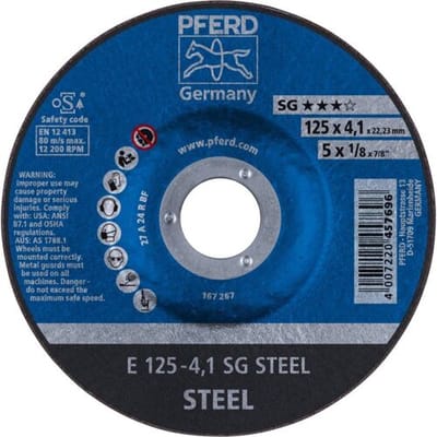 PFERD TOOLS 62212426 Sg Steel Afbraamschijf gebogen Diameter 125 mm Boordiameter 22.23 mm 10 stuk(s)