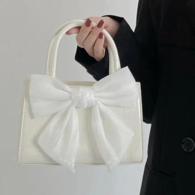 Mode Dames Clutch Handtassen Zomer Roze Strik Vrouwelijke Okseltassen Schattige Kleine Vierkante Schouder Messenger Bag voor Meisjes white