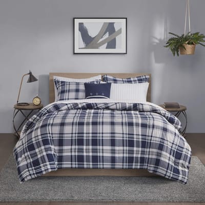 Plaid Dekbedovertrek Set, Decoratieve 3-delige Beddengoedset met Streepjespatroon met 2 Kussenslopen, Queen King Full Size, Woondecoratie 140x200cm 3pcs