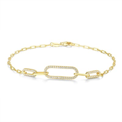 9NB-1716 – New Bling – Zilveren schakel armband – Goudkleurig – 925 zilver – 18 cm