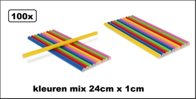100x Papieren rietjes kleuren mix 24cm x 1cm