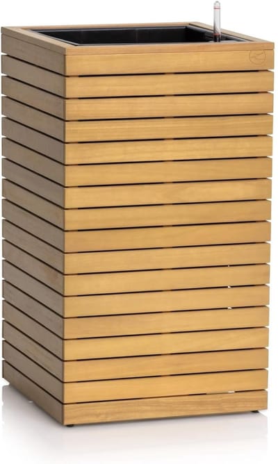 Famanu – Plantenbak houtlook hoog met waterreservoir en binnenpot 44 x 44 x 77 cm