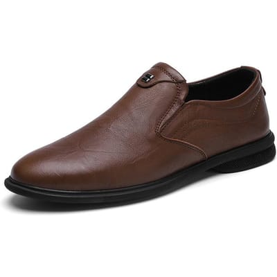 Nieuwe Lente en Herfst Ademend Brits Casual Trend Casual Zakelijk Kleding Leren Schoenen Heren Echt Leren Schoenen 44 bruin