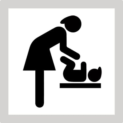 Toilet WC-bordje babyverzorging –pictogrambord – zelfklevend – 10 × 10 cm – 3D-geprint – zwart/wit