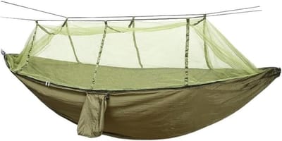 Camping Hangmat - Nylon Hangmat Klamboe - Buiten Ontspannen - Lichtgewicht Anti Muggen - 12 kg - Oranje