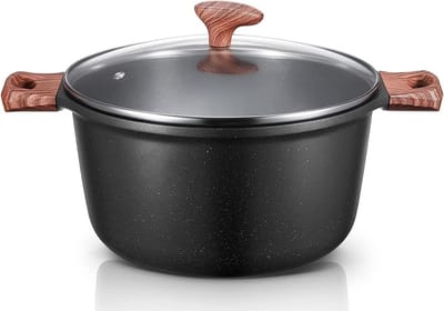 Inductie Kookpan - Inductie - Gegoten Aluminium Pan - Glazen Deksel - Anti-aanbakcoating - Vaatwasser Bestendig