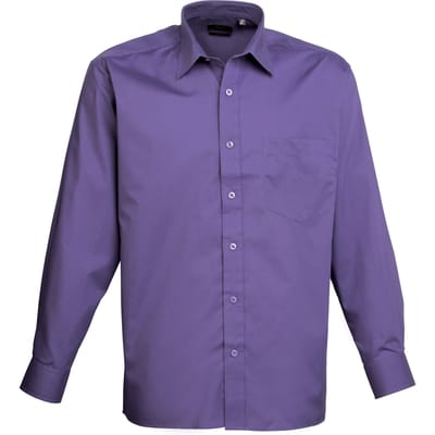 Premier Heren Premier Poplin Formeel Overhemd Met Lange Mouwen (Paars)