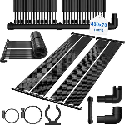 400 X 70 cm - Solarmatte Zwembadverwarmer - Uitbreidbaar - Zonnecollector - Op Zonne-energie - 2,8 M² - Voor Zwembaden - Zwart - NAIZY