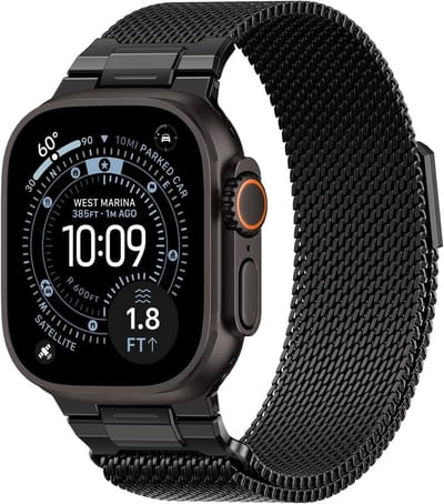 Geschikt voor Apple Watch Ultra 3/2 / Apple Watch Series 11/10/9/8/7/6/5/4/3/SE3/SE2 - 49/46/45/44/42 mm - Milanese Magnetisch Vervangende Bandje - Puur Zwart