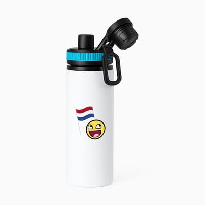 Hacebo® - Nederlandse vlag smiley waterfles met draaidop blauw - Nederland - Nederlanders - boeren - verjaardagscadeau - kado - water fles - 850ML