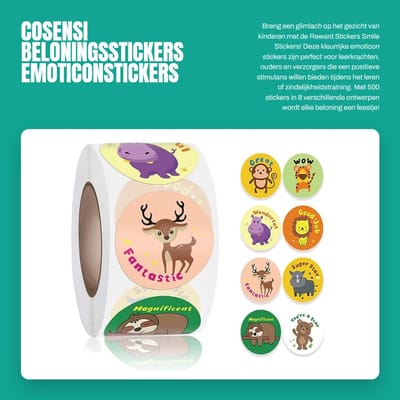 Dailygoods- Beloningsstickers 500 Stuks - 8 Ontwerpen - Emoticon Stickers - School Stickers - Beloningssysteem - Hoge Kwaliteit - 2,5cm