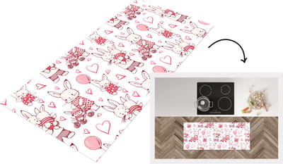 Keukenloper - Loper keuken - Konijnen - Liefde - Patronen - 120x50 cm - Keukenloper vinyl