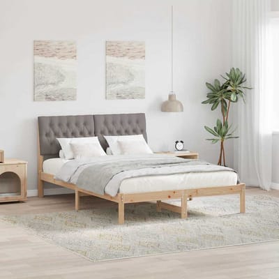 vidaXL - Bedframe - met - Gevoerde - Hoofdbord - Bruin - 135 - x - 190 - cm