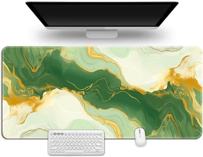 Extra Grote Bureauonderlegger (100x50 cm) - Gaming Muismat met Antislip Basis en Genaaide Randen - Groen