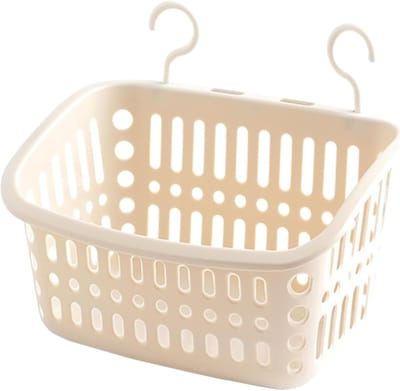 Opbergmand Zwembad - Organizer Mand - Buiten Spullen - Met Haakjes Drinkhouder - 27.5x20.5x16.5 cm - Abrikoos