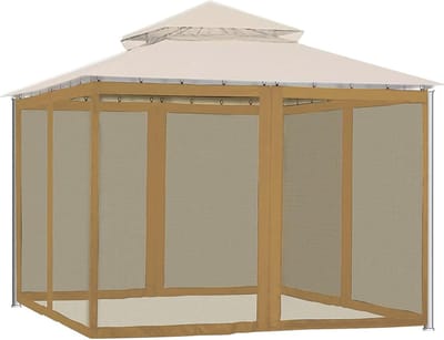 Tuinhuisje met muggengaas en privacygordijn voor terras - 3x3m - Ideaal voor achtertuin - Lounge in privacy met dit scherm muren kit met rits