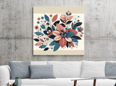 Modern bloemen schilderij | Hedendaagse bloemenpracht in een eigentijds meesterwerk vol kleuren | Kunst - 30x30 centimeter op Dibond | Foto op Dibond