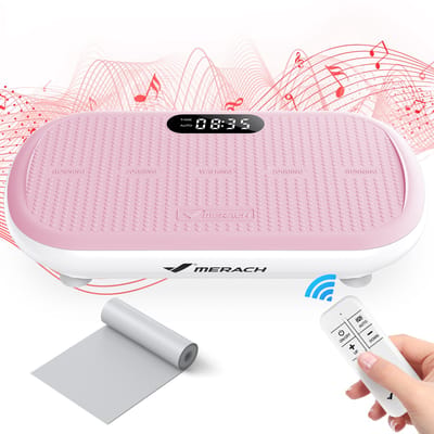 MERACH Vibratieplaat Fitness - 10 Snelheden Handmatig + Automatisch P1 - Maximaal 200kg Draagvermogen - Inclusief Yoga Weerstandsband, LED Display, Bluetooth & Afstandsbediening