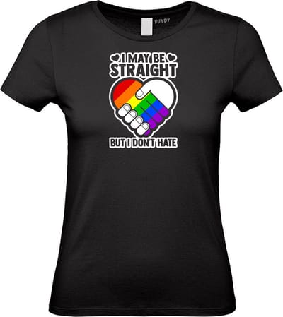 Dames T-shirt I May Be Straight | Gay pride shirt kleding | Regenboog kleuren | LGBTQ | Zwart dames | maat XS
