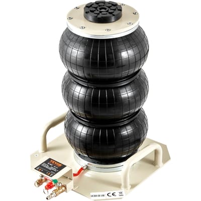 Cric Pneumatique, Cric Pneumatique à Triple Soufflet 3 Tonnes/6600 lbs, Cric à Soufflet d'Air Soulevant jusqu'à 450 mm, Cric Pneumatique à Levage Rapide 3-5S, avec Poignées Latérales pour Voitures, Garages,