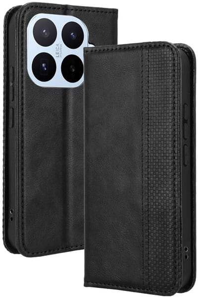 Coverup Hoesje - Geschikt voor Xiaomi 17T Hoesje - Coverup Vintage Style Book Case - Zwart