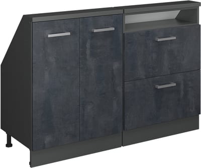 Vicco R-Line Keukenkast voor schuine wand – 120 cm Set van 2 Zwart beton/antraciet
