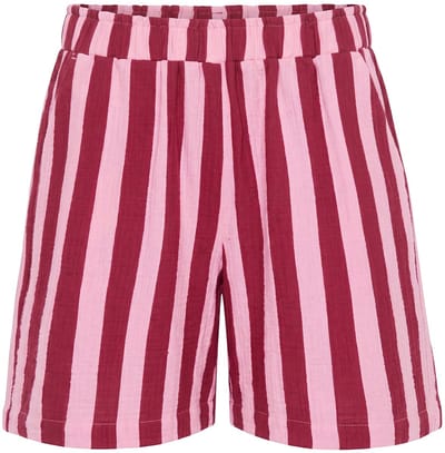 Studio Untold - Dames - Short wide legs mousseline strepen elastische tailleband - Roze - Maat 56