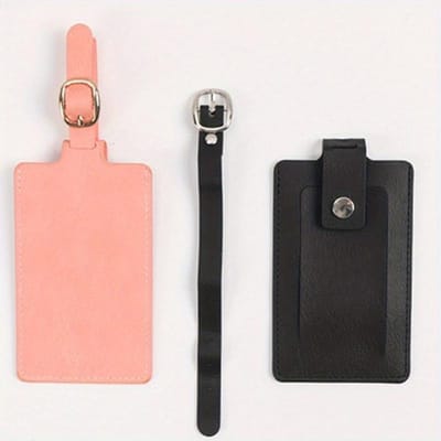 Lot de 2 étiquettes de bagage en cuir PU couleur bonbon, carte d'embarquement, étiquette de bagage, carte d'identité anti-perte