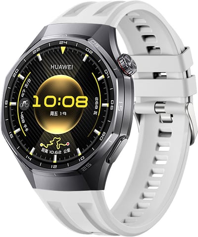 Stravo Naadloos Aansluitende Siliconen Bandje voor Huawei Watch GT 6 Pro – Speciaal Ontworpen voor de GT 6 Pro – Geometrisch Design Siliconen Horlogeband – Wit