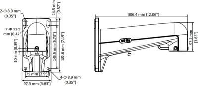 Wandhouder Camera - Muurbeugel Beveiliging - Buiten Surveillance - Stevige Constructie - 30cm Lengte - Wit