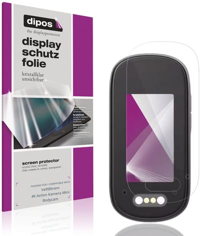 dipos – 4x Beschermfolie geschikt voor VeftBltrem 4K Action Camera Mini Bodycam | Krasbestendige & heldere Screenprotector Ultra-Thin