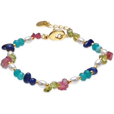 Luxenter Armband met 18-karaats geelgouden afwerking en veelkleurige natuursteen - Onisu