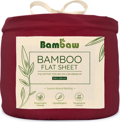 Bambaw Luxe Bamboe Lakens 240x290cm – Ultra ademende stof – Beddengoed – Hypoallergeen Bovenlaken – Beddengoed - Bourgondy