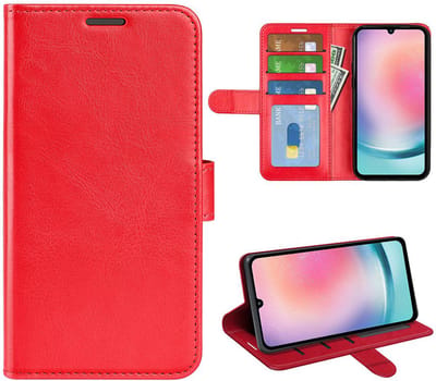 MobyDefend Hoesje - Geschikt voor Samsung Galaxy A25 - Wallet Book Case (Sluiting Achterkant) - Rood