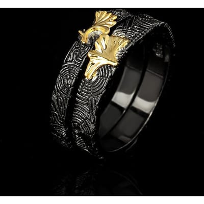 Originele Engel Demon Koppelring Zwart Goud Retro Gepersonaliseerde Ringenset voor Man en Vriendin 2 Stuks Valentijnsdag Cadeau No. 8 gray