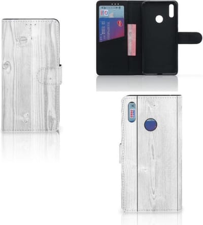 Huawei Y7 (2019) Book Style Case White Wood
