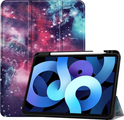 Hoesje - Geschikt voor Apple iPad Air 4 (2020) - 10.9 inch - 4e Generatie - Dun & Stevig - Trifold Bookcase - Hard Cover Case - Met Uitsparing Geschikt voor Apple Pencil - Hardcover Book - Tablet Hoes - Galaxy