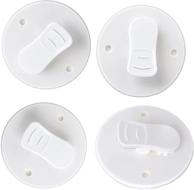 Dailygoods- Douchegordijnclips 4 Stuks - Zelfklevend - Spatbescherming - Winddicht - Zonder Boren - ABS-Kunststof - 5 x 5 x 1,5 cm - Gordijnclips