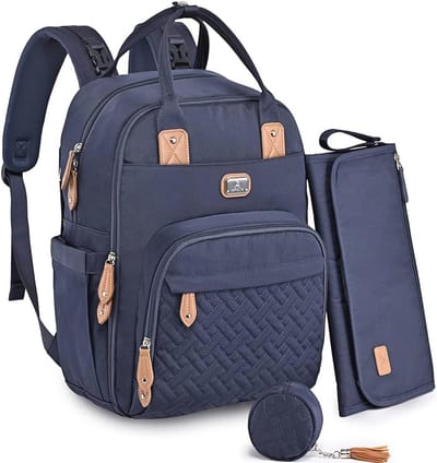 Grote Verzorgingsrugzak met Aankleedkussen en Fopspeenhouder voor Baby's - Ideaal voor Ouders - Marineblauw