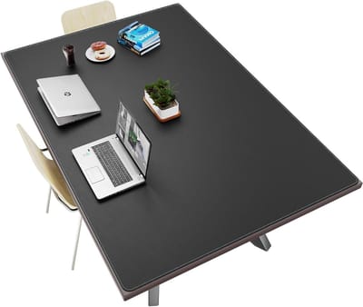 Grote Zwarte Leren Bureau Mat 180 x 119.5 cm voor Conferentietafels, Eettafels en Werkruimtes