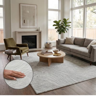 Oz Home Elyse Wave Vloerkleed Grijs – Organisch Reliëf & Zachte Golfstructuur – 160x230 cm – Laagpolig 10 mm – Duurzaam & Comfortabel - Exclusief Premium Tapijt