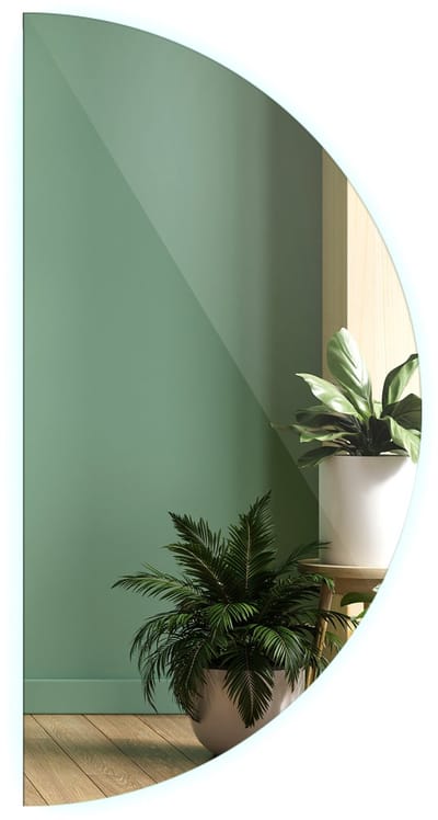 Tulup LED Spiegel - Spiegel LED Halfrond - 50 cm x 100 cm - Halve Maan Spiegel - Badkamerspiegel - Koel Wit 6500K - Halve Maan Spiegel - Design Wandspiegel
