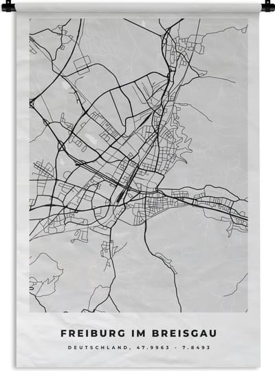 Wandkleed - Wanddoek - Stadskaart - Duitsland - Plattegrond - Kaart - Freiburg Im Breisgau - 120x180 cm - Wandtapijt