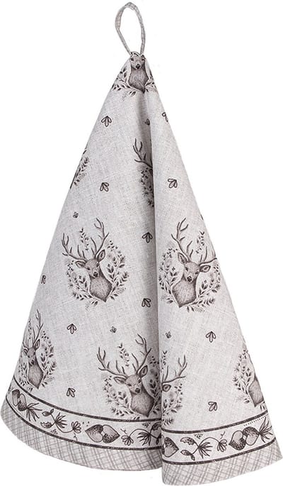 Clayre & Eef Theedoek Ø 80 cm Beige Katoen Hert
