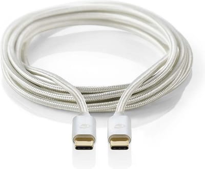 Nedis USB-Kabel - USB 3.2 Gen 1 - USB-C Male - USB-C Male - 60 W - 4K@60Hz - 5 Gbps - Verguld - 2.00 m - Rond - Gevlochten / Nylon - Aluminium - Cover Window Box